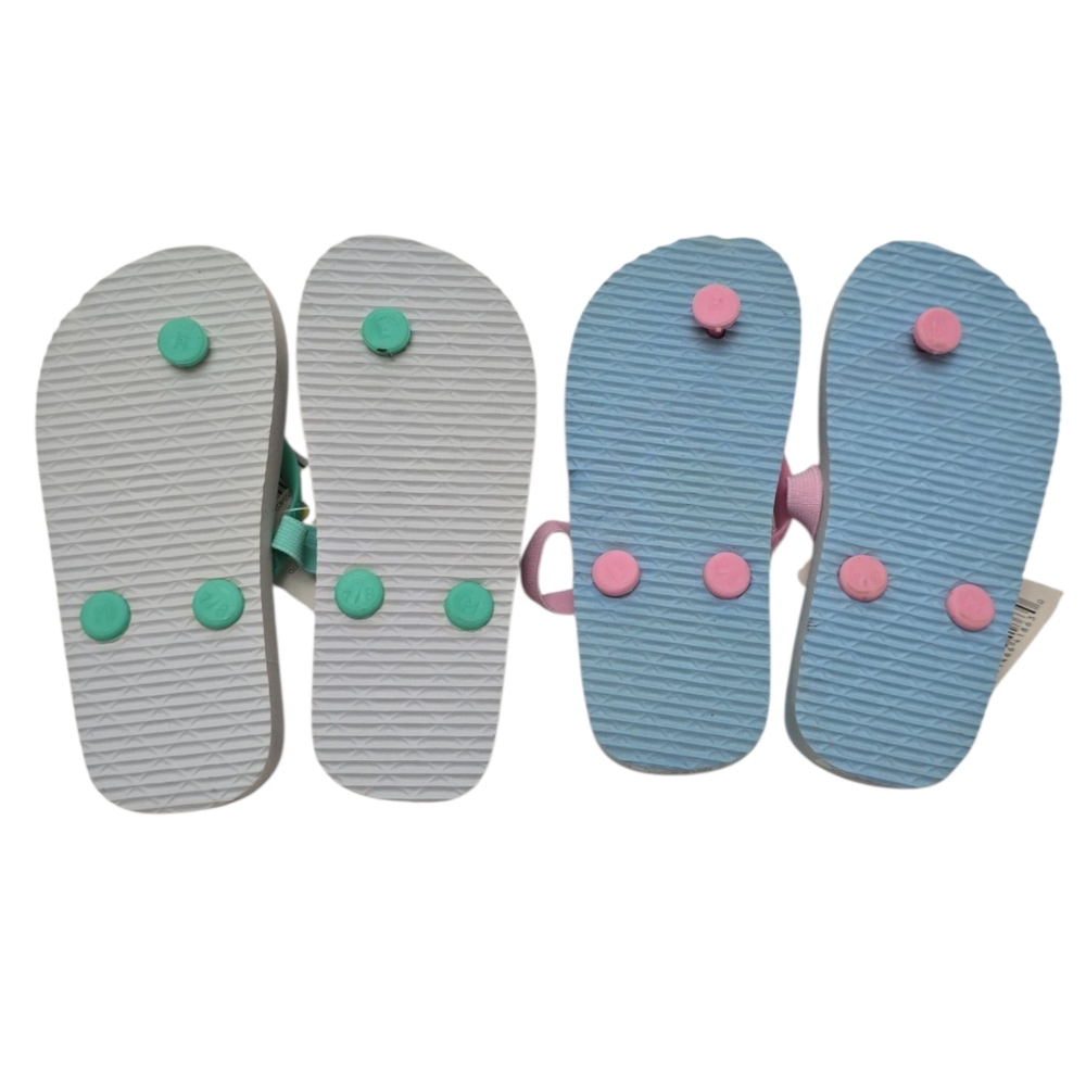 2pk New Toddler Girl's Flip Flops Rainbow & Dinosaur Strap Sandals Shoes 7 / 8 - Picture 5 of 6